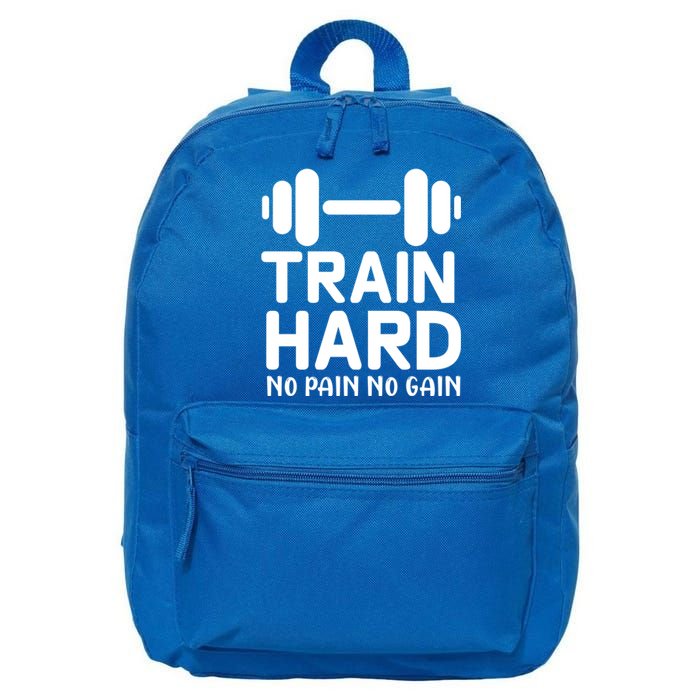 Train Hard No Pain No Gain Gift Motivational Gym Workout Gift 16 in Basic Backpack