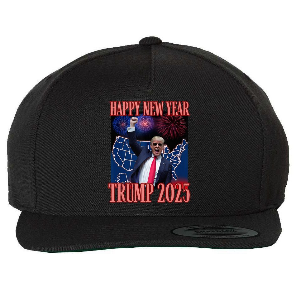 Trump Happy New Year 2025 45 47 Outlaw Won Sarcasm Wool Snapback Cap