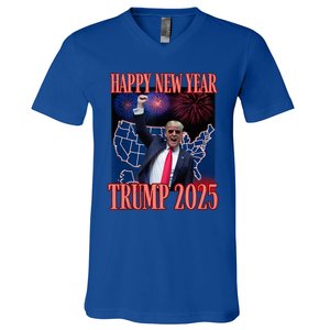 Trump Happy New Year 2025 45 47 Outlaw Won Sarcasm V-Neck T-Shirt