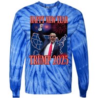 Trump Happy New Year 2025 45 47 Outlaw Won Sarcasm Tie-Dye Long Sleeve Shirt