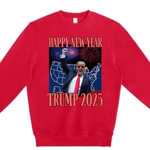 Trump Happy New Year 2025 45 47 Outlaw Won Sarcasm Premium Crewneck Sweatshirt