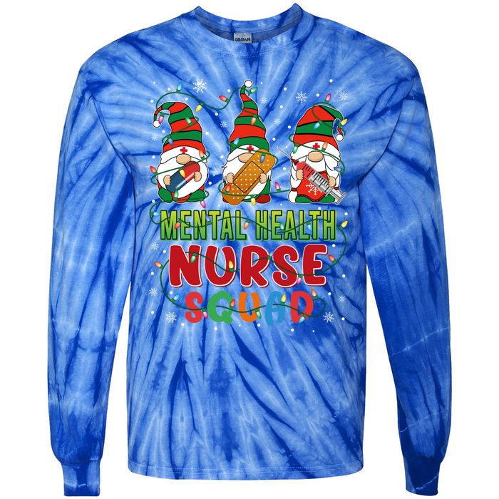 Tal Health Nurse Squad Cute Three Gnomes Christmas Nurse Gift Tie-Dye Long Sleeve Shirt