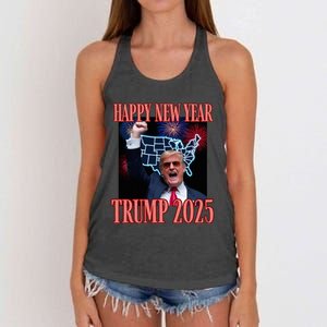 Trump Happy New Year 2025 47th President Convicted Women's Knotted Racerback Tank