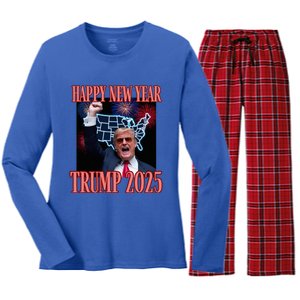 Trump Happy New Year 2025 47th President Convicted Women's Long Sleeve Flannel Pajama Set 