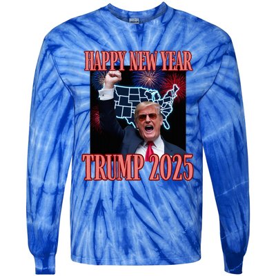 Trump Happy New Year 2025 47th President Convicted Tie-Dye Long Sleeve Shirt