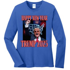 Trump Happy New Year 2025 47th President Convicted Ladies Long Sleeve Shirt