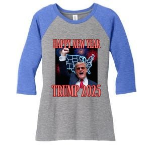 Trump Happy New Year 2025 47th President Convicted Women's Tri-Blend 3/4-Sleeve Raglan Shirt