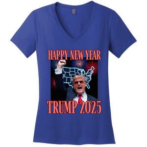 Trump Happy New Year 2025 47th President Convicted Women's V-Neck T-Shirt