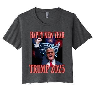 Trump Happy New Year 2025 47th President Convicted Women's Crop Top Tee