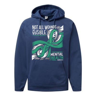 Tal Health Not All Wounds Visible Tal Health Awareness Gift Performance Fleece Hoodie