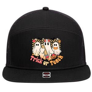 Teacher Halloweentrick Of Teach 7 Panel Mesh Trucker Snapback Hat