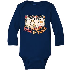 Teacher Halloweentrick Of Teach Baby Long Sleeve Bodysuit