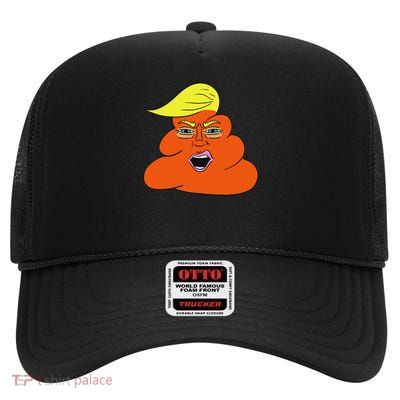 Trump Hairt Orange Turd Shit High Crown Mesh Back Trucker Hat