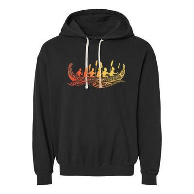 Tribal Hawaiian Outrigger Canoe Design Garment-Dyed Fleece Hoodie