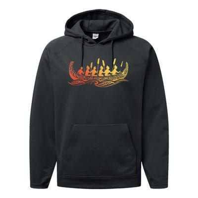 Tribal Hawaiian Outrigger Canoe Design Performance Fleece Hoodie