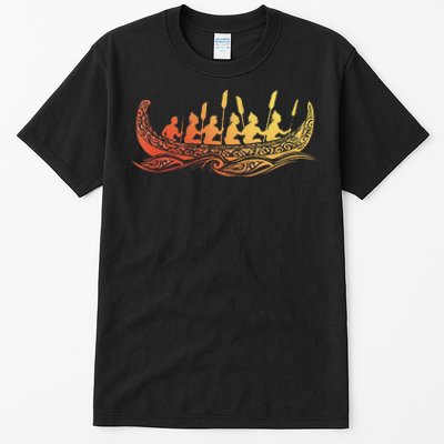 Tribal Hawaiian Outrigger Canoe Design Tall T-Shirt