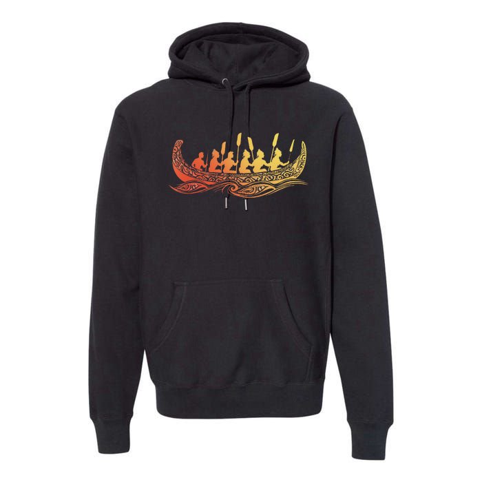 Tribal Hawaiian Outrigger Canoe Design Premium Hoodie