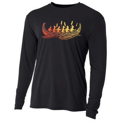 Tribal Hawaiian Outrigger Canoe Design Cooling Performance Long Sleeve Crew