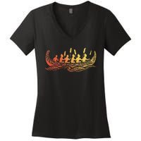 Tribal Hawaiian Outrigger Canoe Design Women's V-Neck T-Shirt