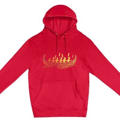 Tribal Hawaiian Outrigger Canoe Design Premium Pullover Hoodie