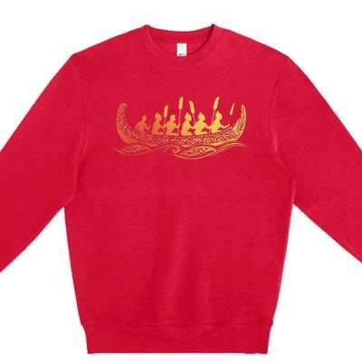 Tribal Hawaiian Outrigger Canoe Design Premium Crewneck Sweatshirt