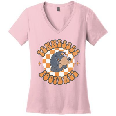 Tennessee Hound Orange White Vintage Dog Fan Game Women's V-Neck T-Shirt