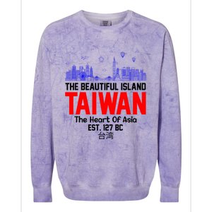 Taiwan Heart Of Asia Taiwan Est 127 Funny Beautiful Island Gift Colorblast Crewneck Sweatshirt