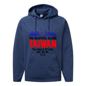 Taiwan Heart Of Asia Taiwan Est 127 Funny Beautiful Island Gift Performance Fleece Hoodie