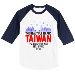 Taiwan Heart Of Asia Taiwan Est 127 Funny Beautiful Island Gift Baseball Sleeve Shirt