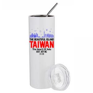 Taiwan Heart Of Asia Taiwan Est 127 Funny Beautiful Island Gift Stainless Steel Tumbler