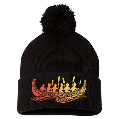 Tribal Hawaiian Outrigger Canoe Hawaiian Tribal Pom Pom 12in Knit Beanie
