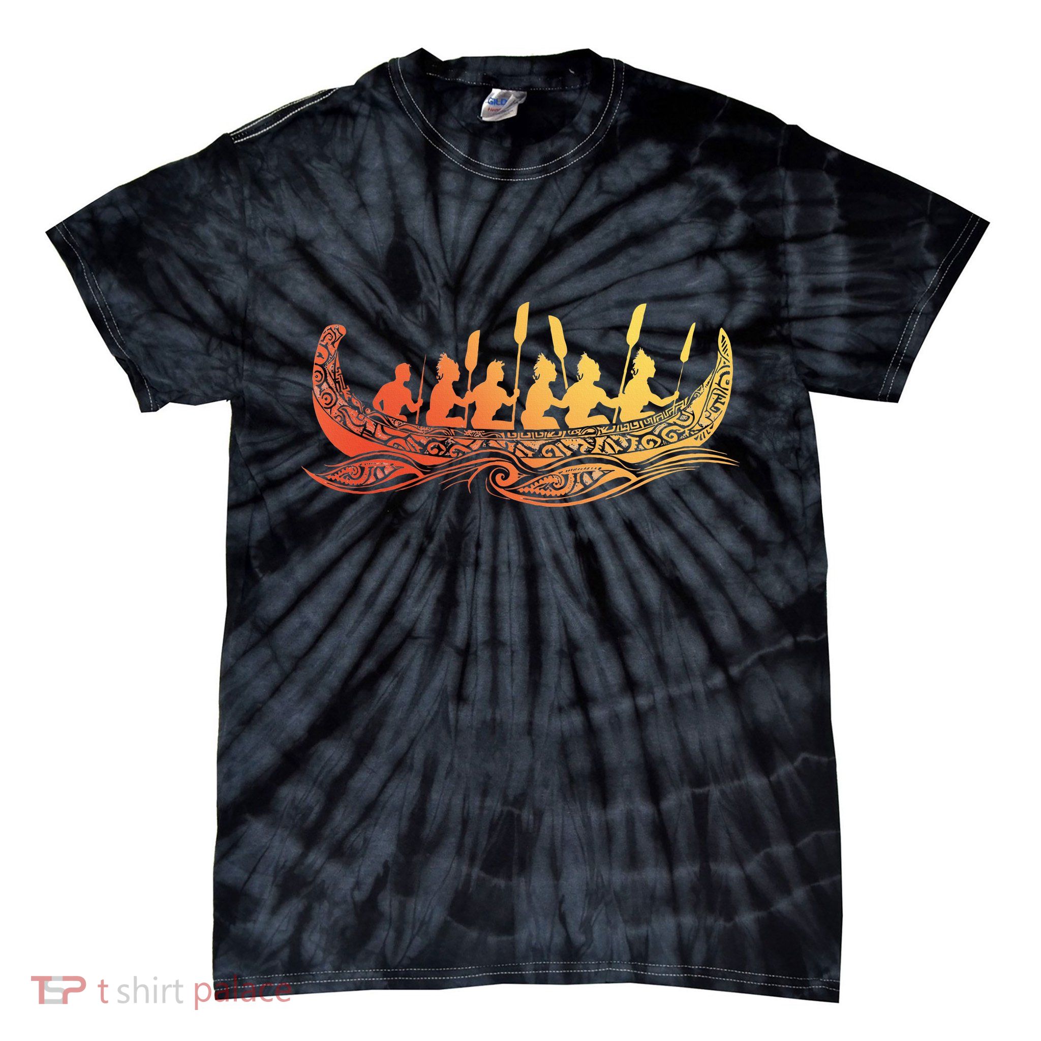 Tribal Hawaiian Outrigger Canoe Hawaiian Tribal Tie-Dye T-Shirt