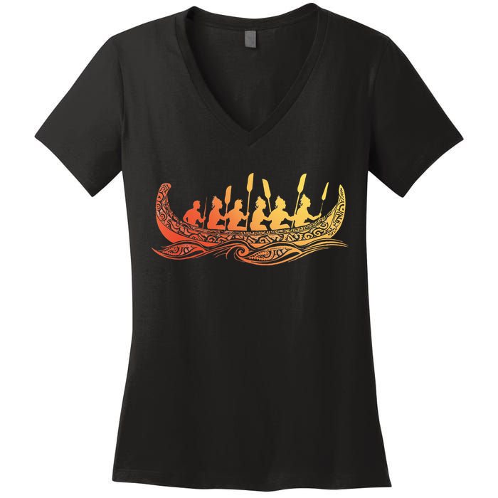 Tribal Hawaiian Outrigger Canoe Hawaiian Tribal Women's V-Neck T-Shirt
