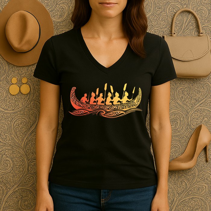 Tribal Hawaiian Outrigger Canoe Hawaiian Tribal Women's V-Neck T-Shirt