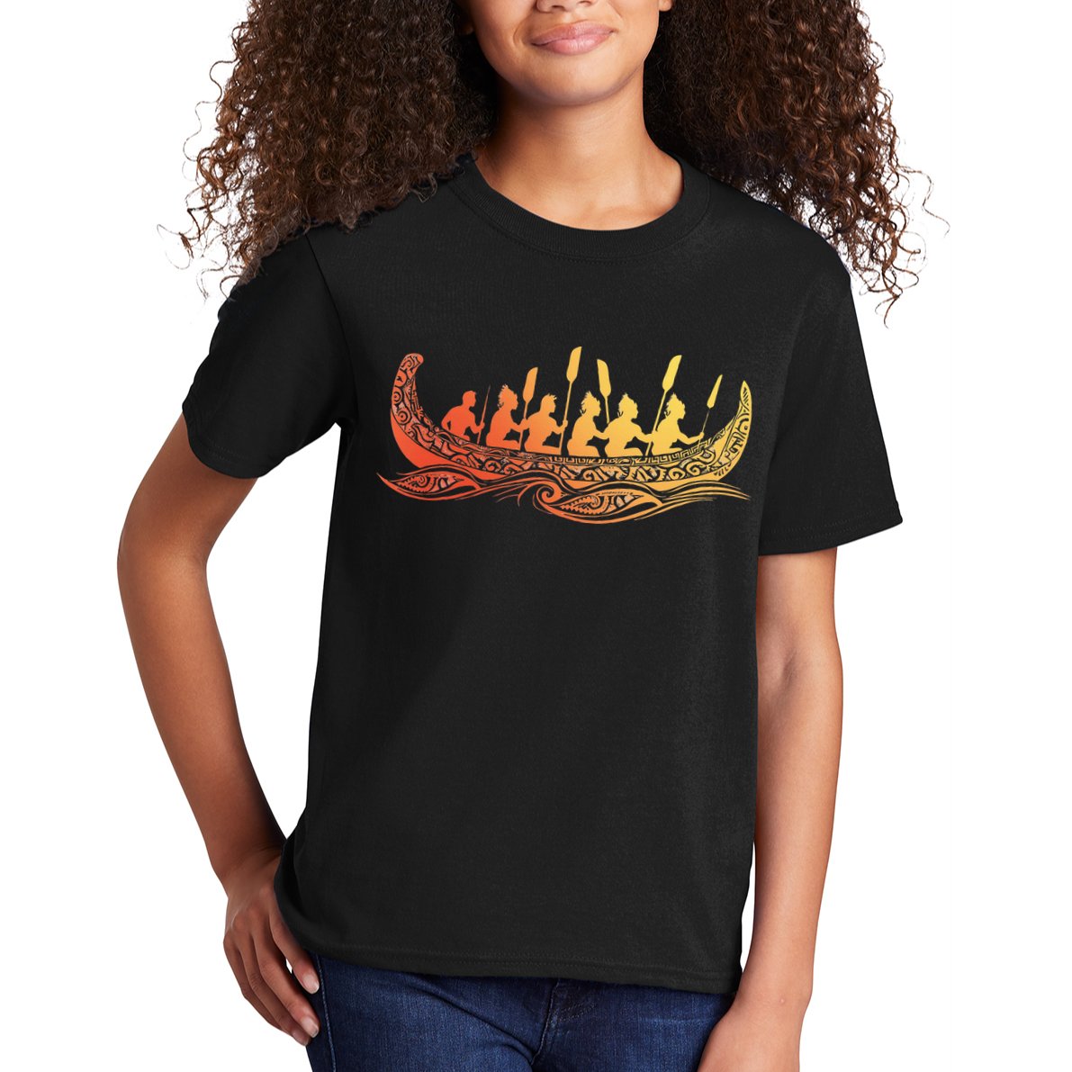Tribal Hawaiian Outrigger Canoe Hawaiian Tribal Kids T-Shirt