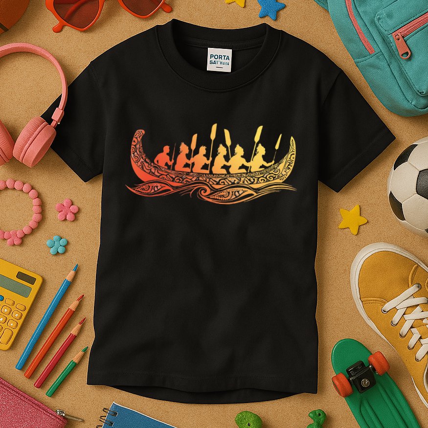 Tribal Hawaiian Outrigger Canoe Hawaiian Tribal Kids T-Shirt