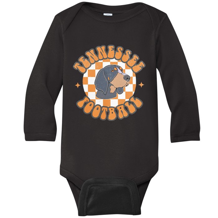 Tennessee Hound Orange White Vintage Dog Fan Game Baby Long Sleeve Bodysuit