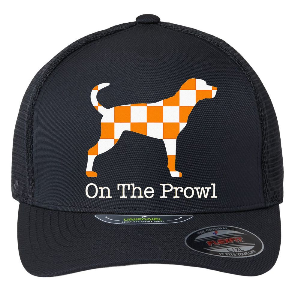 Tennessee Hound On The Prowl Vol Dog Knoxville Fan Game Gift Flexfit Unipanel Trucker Cap