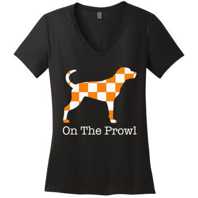 Tennessee Hound On The Prowl Vol Dog Knoxville Fan Game Gift Women's V-Neck T-Shirt