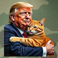 Trump Hugging Orange Cat Funny 2024 Election Meme Graphic Legacy Tie Dye Trucker Hat