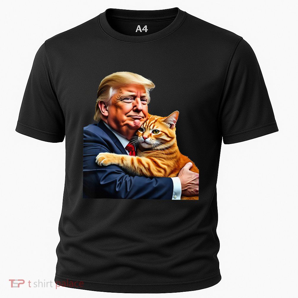 Trump Hugging Orange Cat Funny 2024 Election Meme Graphic Performance Shirt