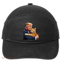 Trump Hugging Orange Cat Funny 2024 Election Meme Graphic 7-Panel Snapback Hat