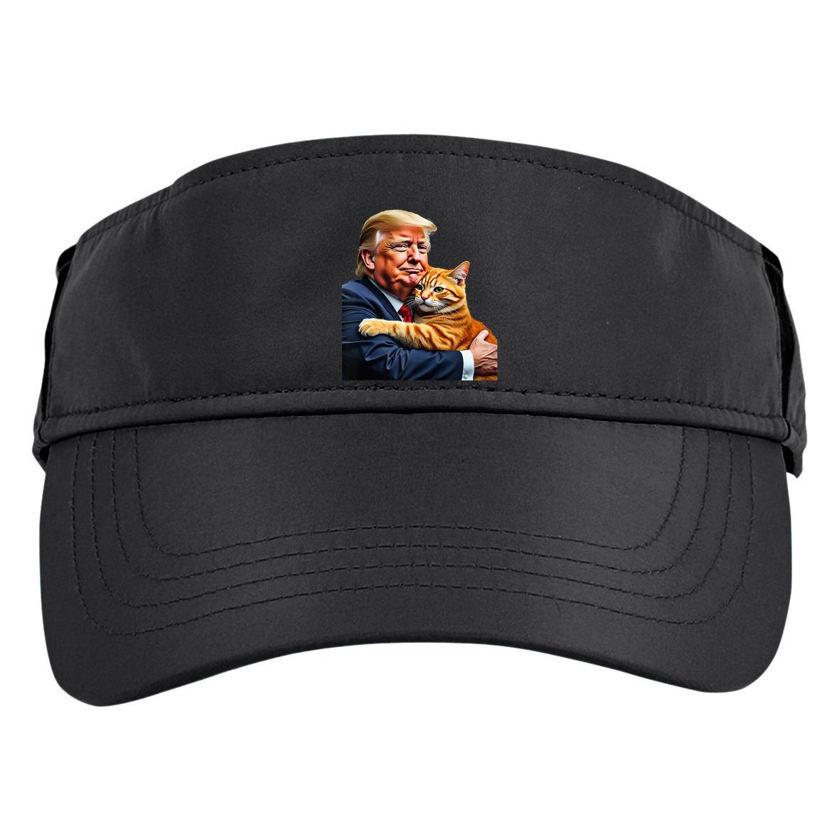 Trump Hugging Orange Cat Funny 2024 Election Meme Graphic Adult Drive Performance Visor