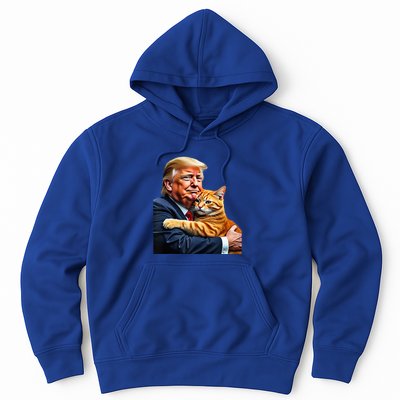 Trump Hugging Orange Cat Funny 2024 Election Meme Graphic Hoodie