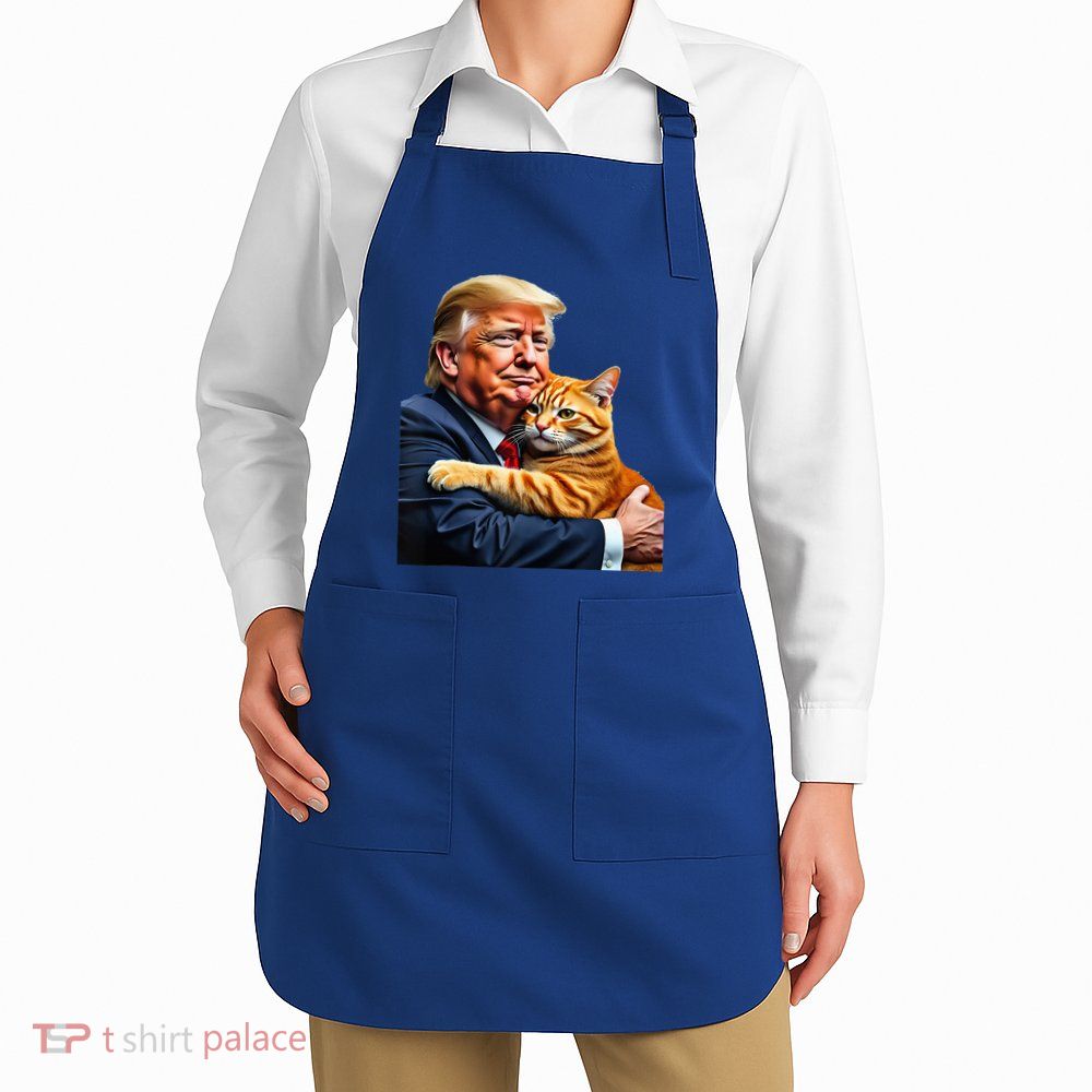 Trump Hugging Orange Cat Funny 2024 Election Meme Graphic Apron