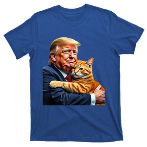 Trump Hugging Orange Cat Funny 2024 Election Meme Graphic T-Shirt