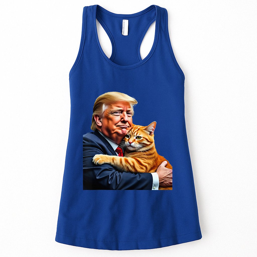 Trump Hugging Orange Cat Funny 2024 Election Meme Graphic Womens Tank Top