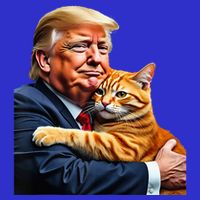 Trump Hugging Orange Cat Funny 2024 Election Meme Graphic Short Acrylic Beanie
