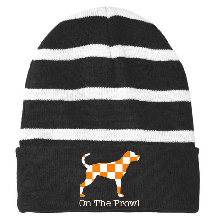 Tennessee Hound On The Prowl Vol Dog Knoxville Fan Game Gift Striped Beanie with Solid Band