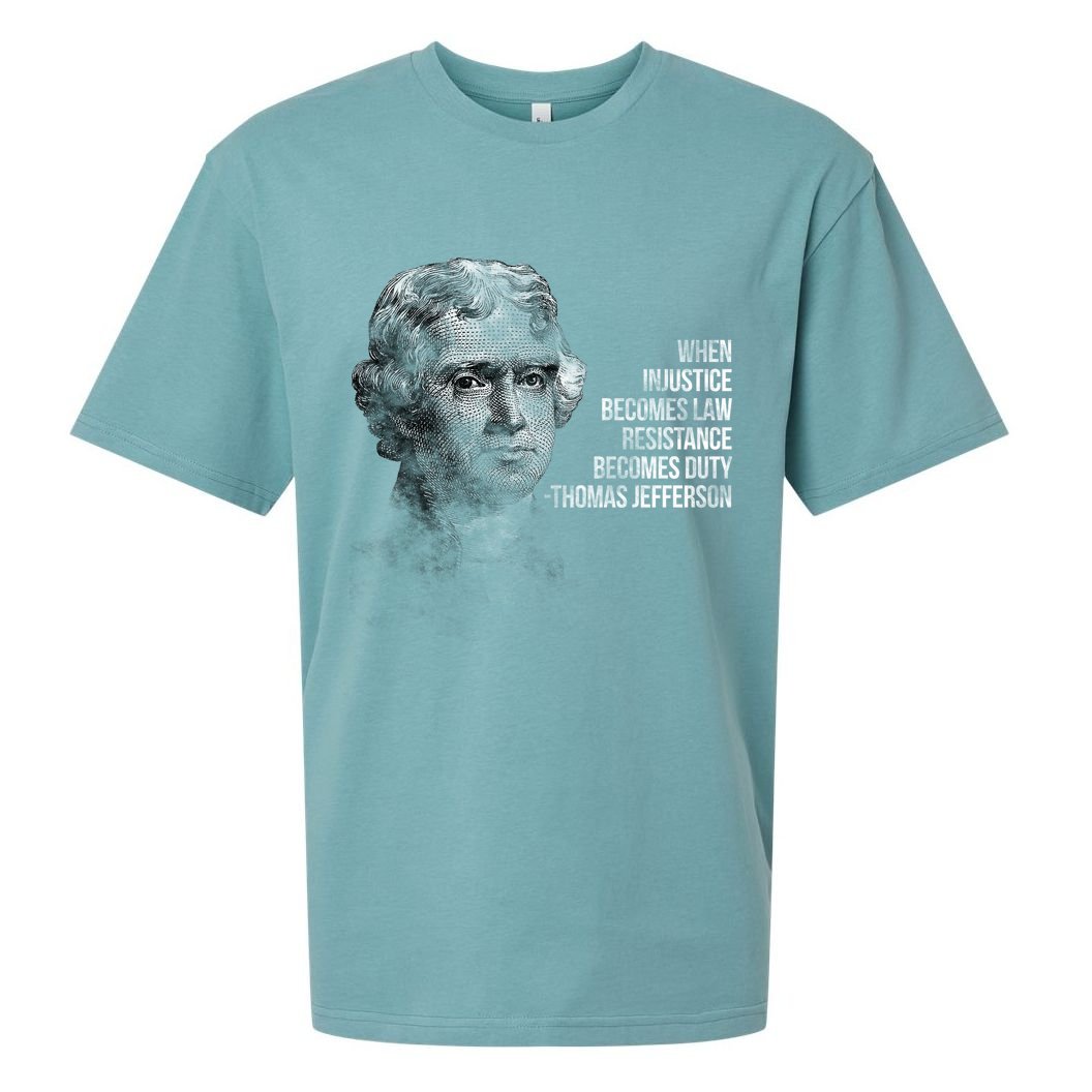 Thomas Jefferson Quote Sueded Cloud Jersey T-Shirt